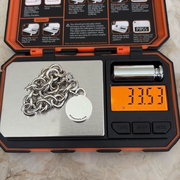 Tiffany & Co. 925 Sterling Silver Round Tag Chunky Link Bracelet Vintage Rare - Picture 6 of 7